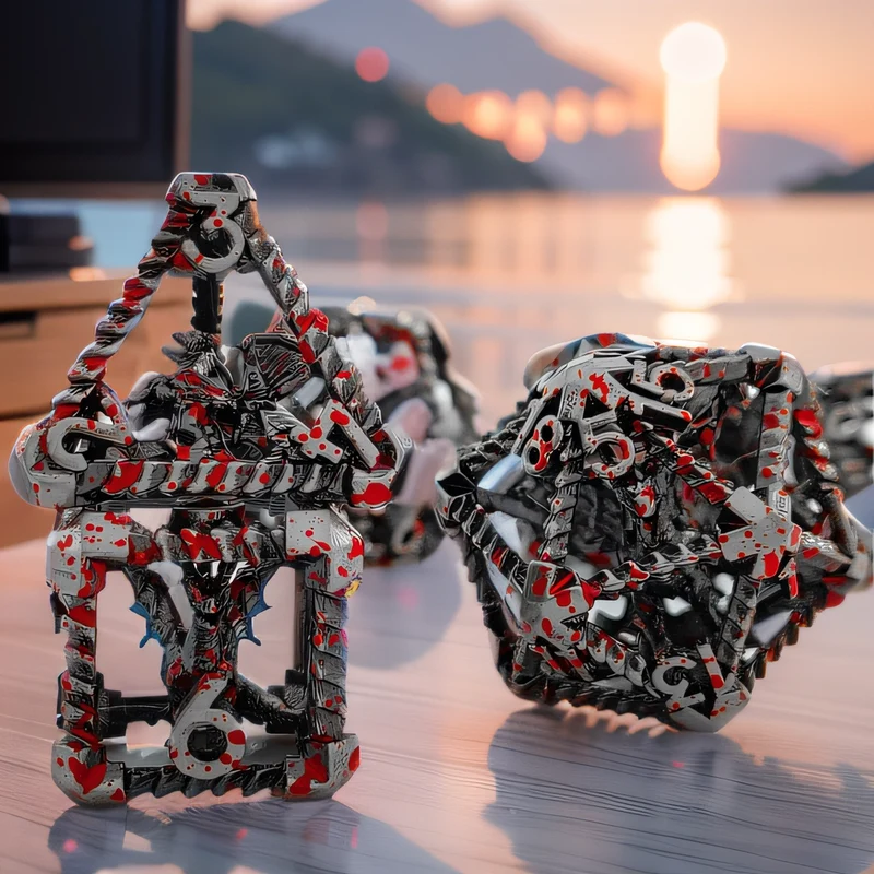 Bloodmark Artisan Dragon's Cage Hollow Metal DND Dice Set - Black