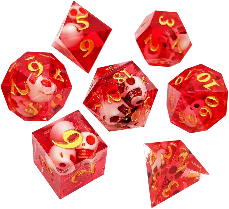 Crimson Phantom Sharp Edged Resin Dice Set