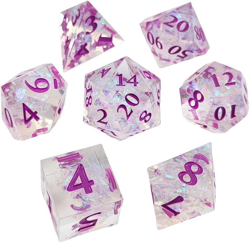 Mystic Veil Luminary Sharp Edged Resin Dice Set - Transparent