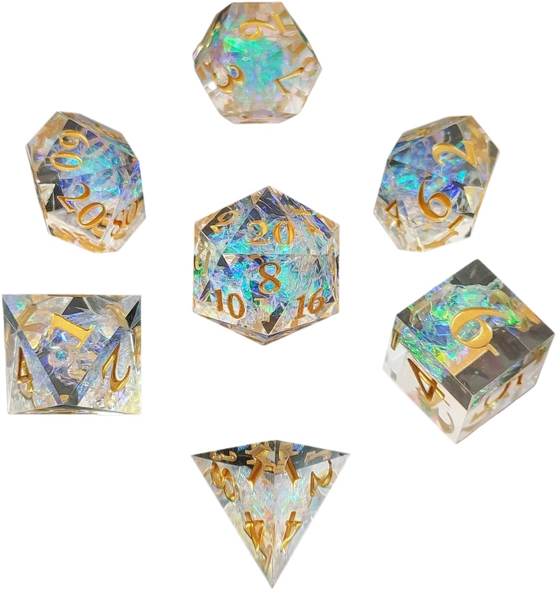 Prismatic Aegis Sharp Edged Resin Dice Set - Transparent