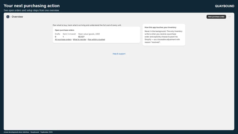 Quaybound: Purchase Orders