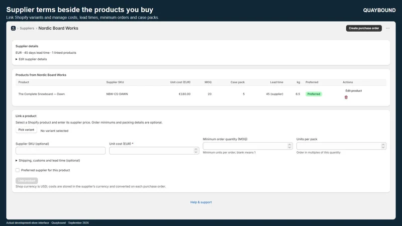 Quaybound: Purchase Orders