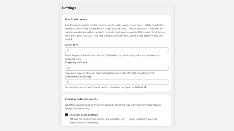 Styrla ‑ Purchase Orders