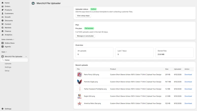 MerchUI File Uploader