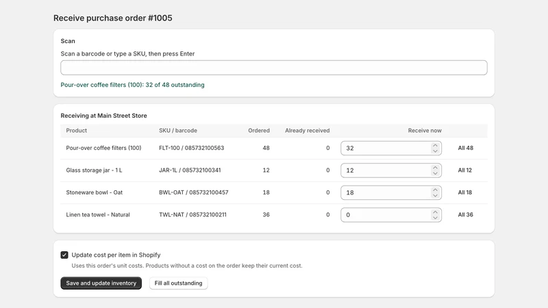 Backroom: Purchase Orders