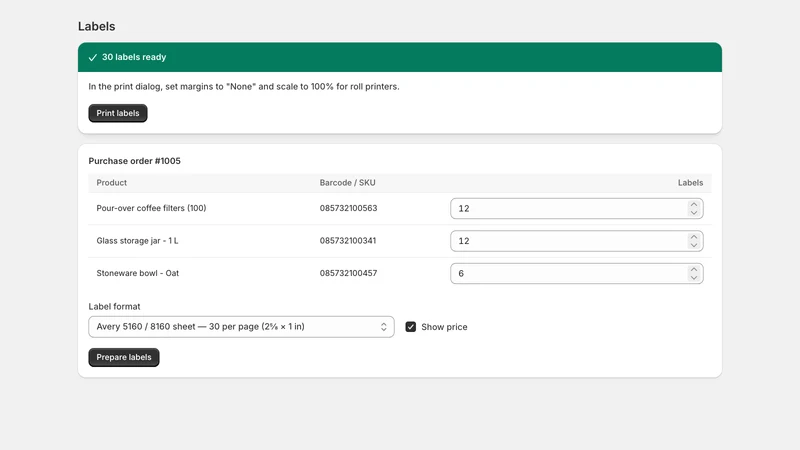 Backroom: Purchase Orders