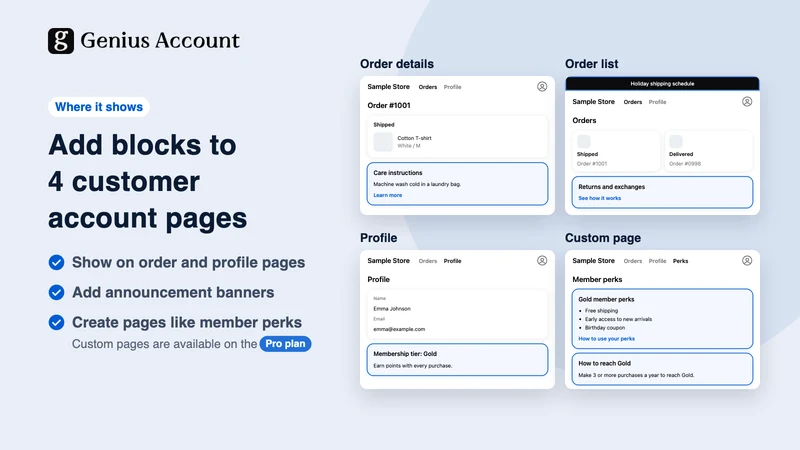 Genius Account Customer Blocks