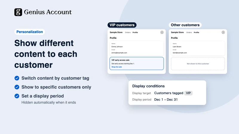Genius Account Customer Blocks