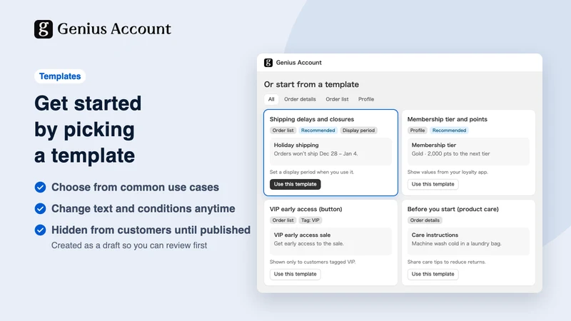 Genius Account Customer Blocks
