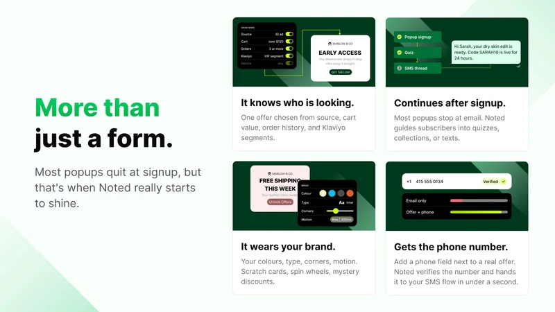 Noted: SMS & Email AI Popups