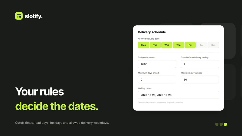 Slotify ‑ Delivery Date Picker