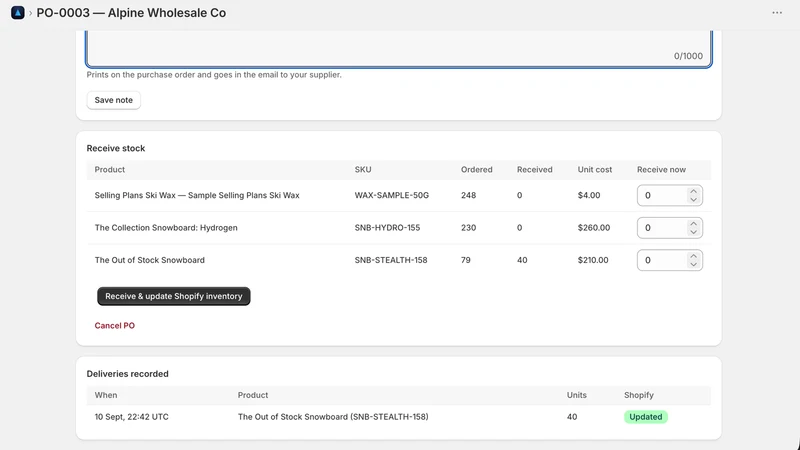 Stockbeam: Forecast & Reorder