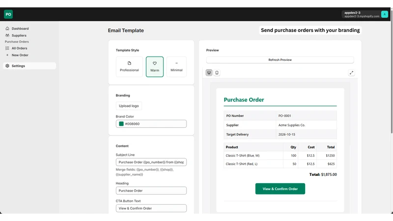 TrueStock: PO & Suppliers