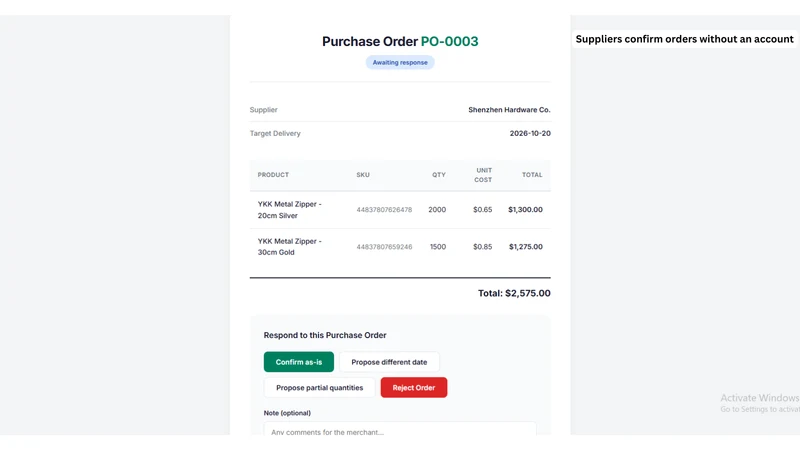 TrueStock: PO & Suppliers