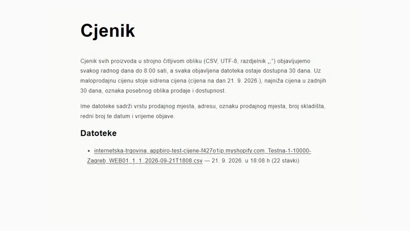 AppBiro ‑ sidrene cijene