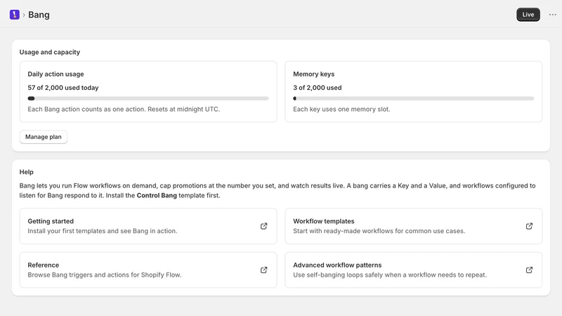 Bang ‑ Live Control for Flow