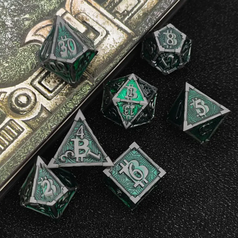 Bitcoin Metal Dice Set – Premium DnD Polyhedral Dice (D4 D6 D8 D10 D12 D20) | Blockchain Crypto RPG Dice