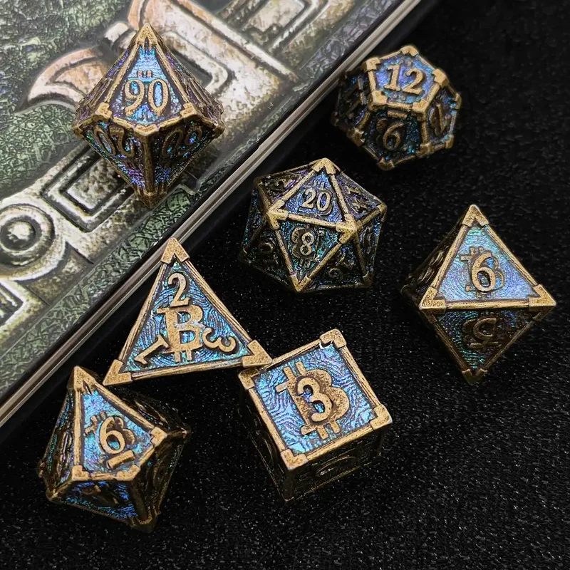 Bitcoin Metal Dice Set – Premium DnD Polyhedral Dice (D4 D6 D8 D10 D12 D20) | Blockchain Crypto RPG Dice