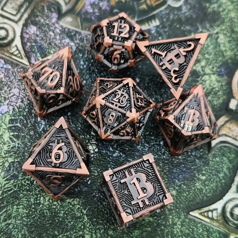 Bitcoin Metal Dice Set – Premium DnD Polyhedral Dice (D4 D6 D8 D10 D12 D20) | Blockchain Crypto RPG Dice