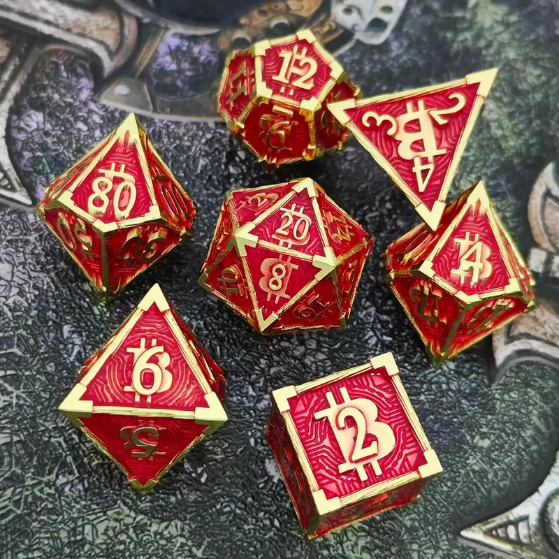 Bitcoin Metal Dice Set – Premium DnD Polyhedral Dice (D4 D6 D8 D10 D12 D20) | Blockchain Crypto RPG Dice