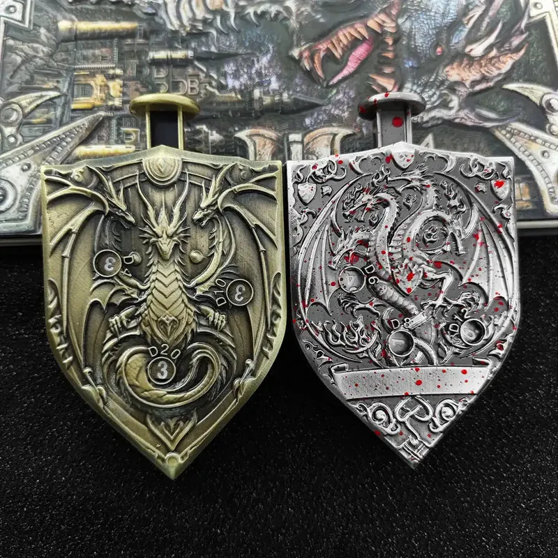 Arcane Shield Dice Spinner-7-in-1 Metal Dice for DnD – D4 D6 D8 D10 D12 D20 Tabletop RPG Dice Spinner