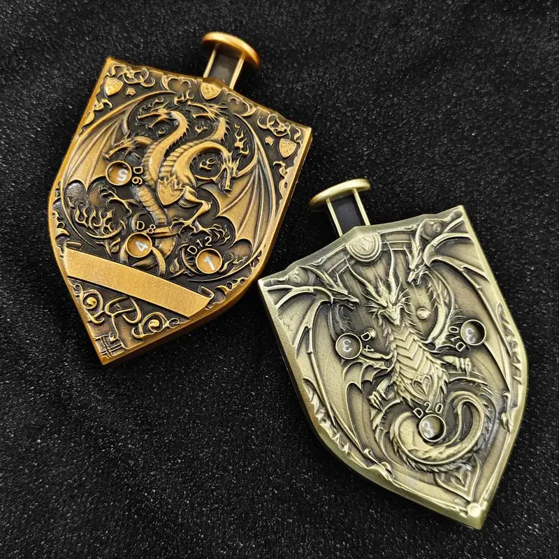 Arcane Shield Dice Spinner-7-in-1 Metal Dice for DnD – D4 D6 D8 D10 D12 D20 Tabletop RPG Dice Spinner