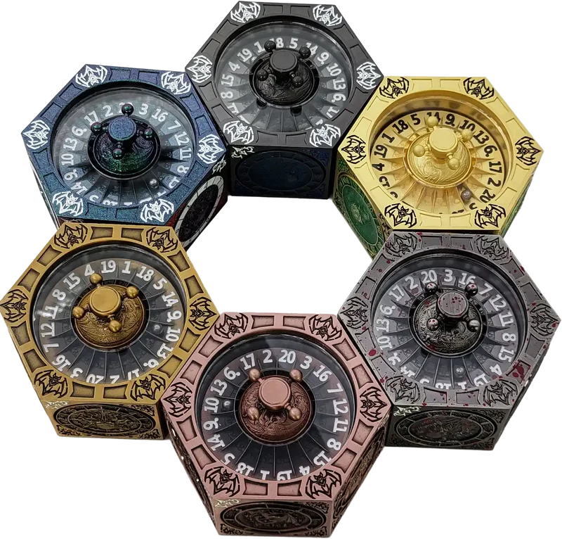 Chromatic Dragon's Fortune Dial - Multi-Function D&D Metal Dice with Rotating Dials & Number Wheel