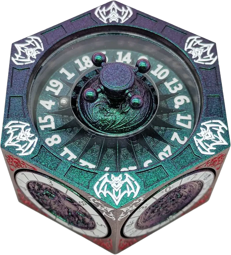 Chromatic Dragon's Fortune Dial - Multi-Function D&D Metal Dice with Rotating Dials & Number Wheel