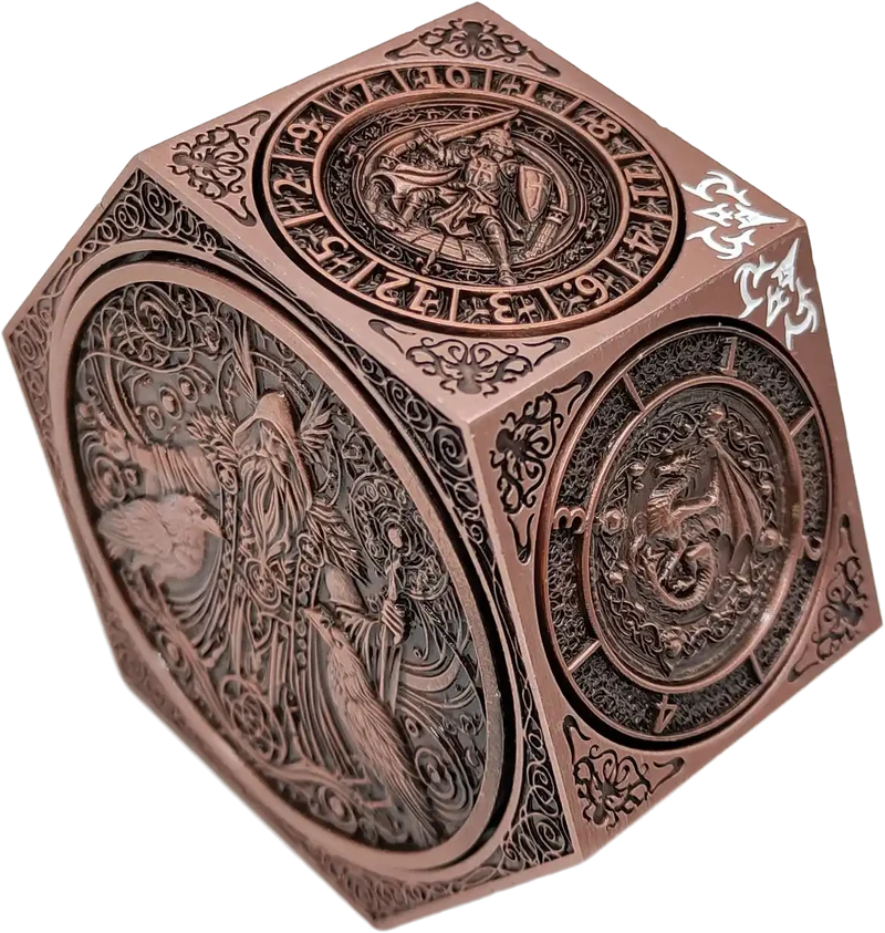 Chromatic Dragon's Fortune Dial - Multi-Function D&D Metal Dice with Rotating Dials & Number Wheel