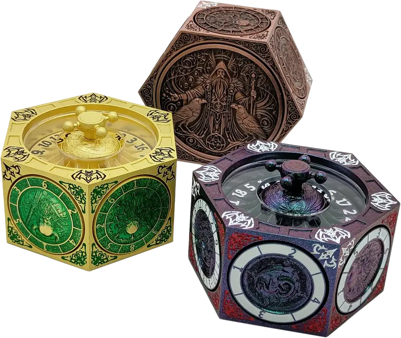 Chromatic Dragon's Fortune Dial - Multi-Function D&D Metal Dice with Rotating Dials & Number Wheel