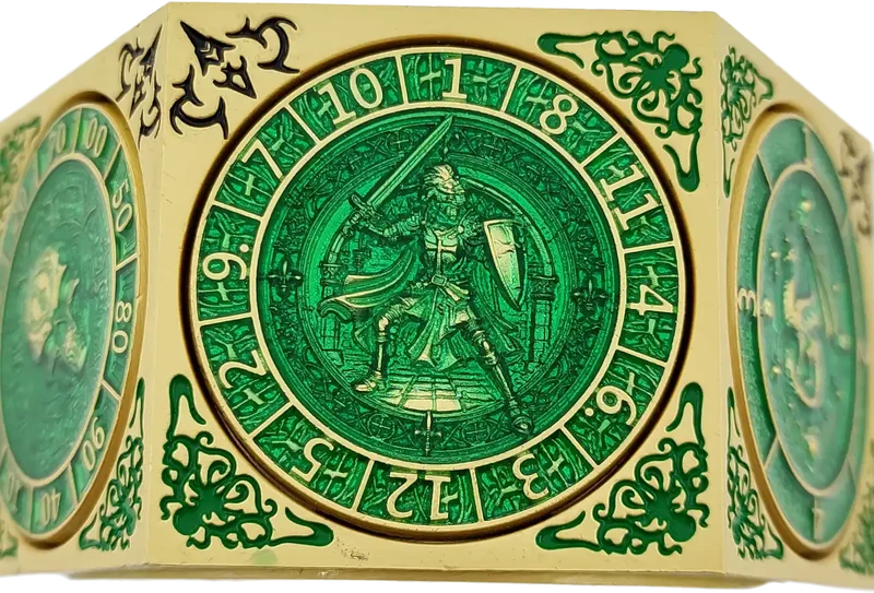 Chromatic Dragon's Fortune Dial - Multi-Function D&D Metal Dice with Rotating Dials & Number Wheel