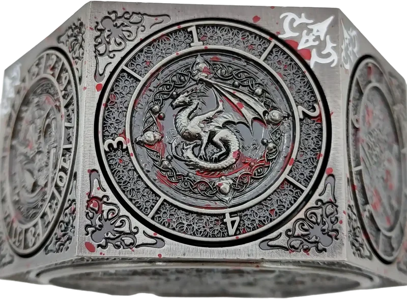 Chromatic Dragon's Fortune Dial - Multi-Function D&D Metal Dice with Rotating Dials & Number Wheel