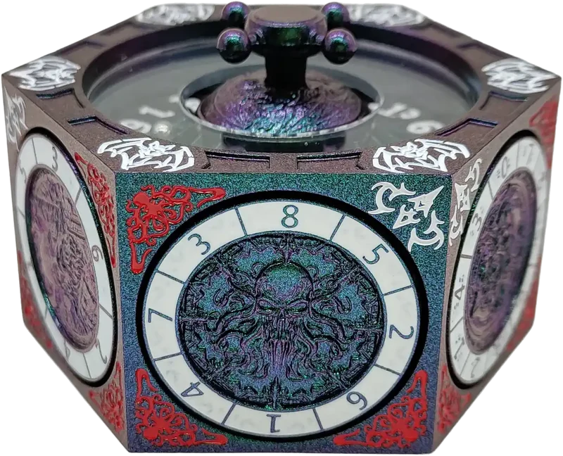 Chromatic Dragon's Fortune Dial - Multi-Function D&D Metal Dice with Rotating Dials & Number Wheel