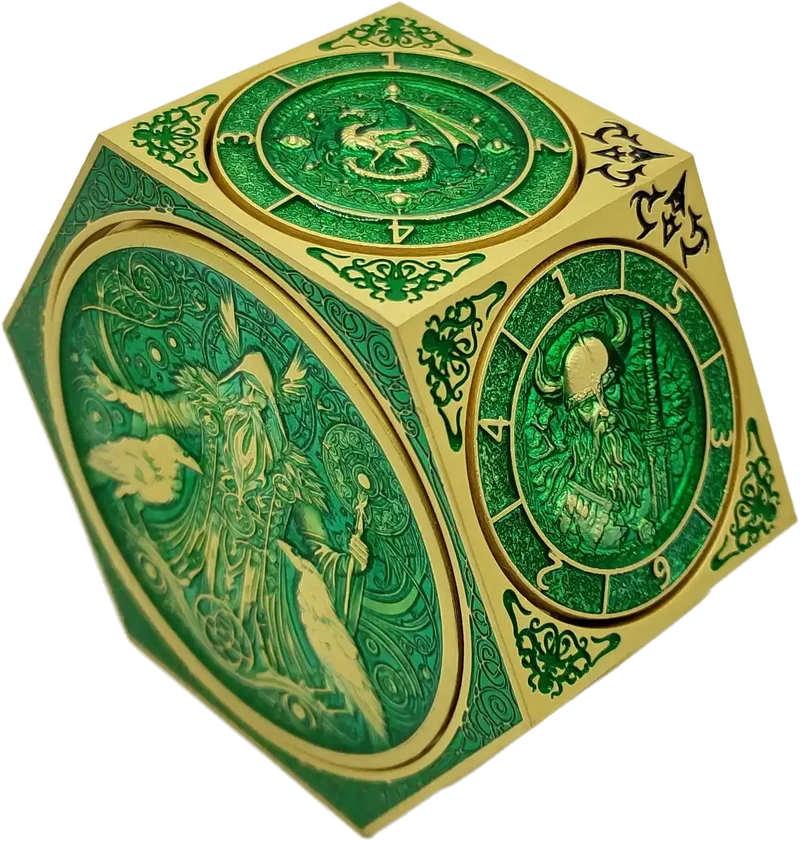 Chromatic Dragon's Fortune Dial - Multi-Function D&D Metal Dice with Rotating Dials & Number Wheel