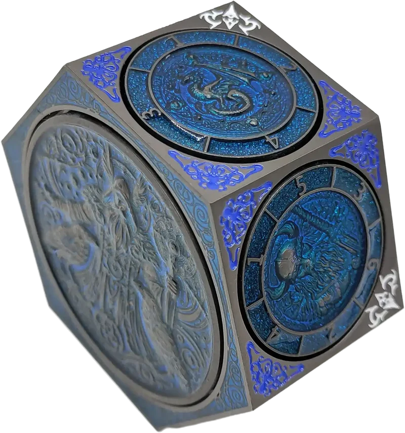 Chromatic Dragon's Fortune Dial - Multi-Function D&D Metal Dice with Rotating Dials & Number Wheel