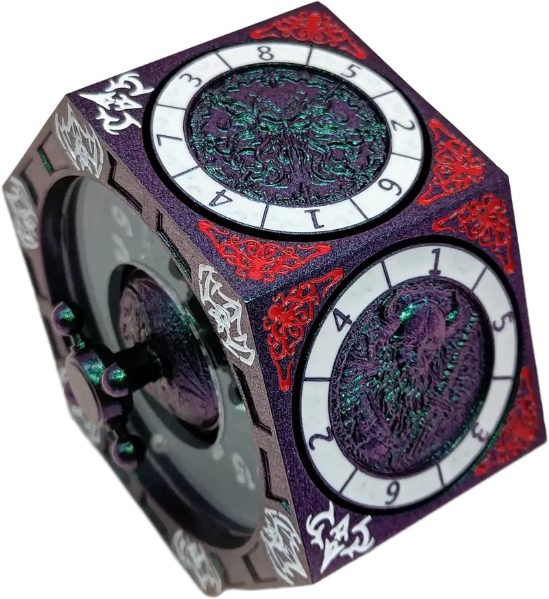 Chromatic Dragon's Fortune Dial - Multi-Function D&D Metal Dice with Rotating Dials & Number Wheel