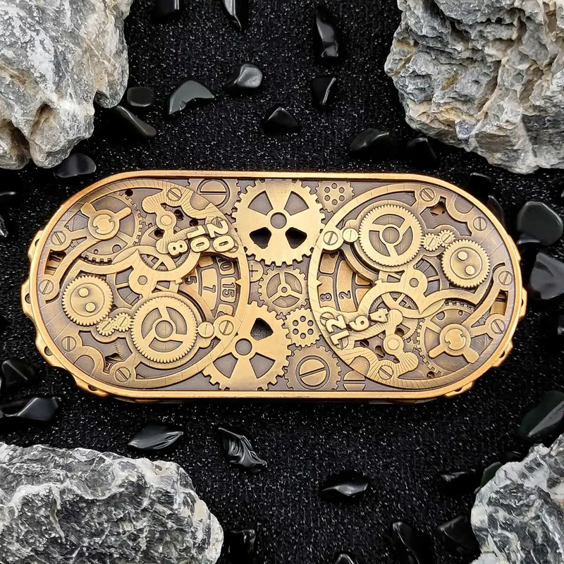 Steampunk Antique Bronze Metal Dual-Gear Fidget Spinner Dice