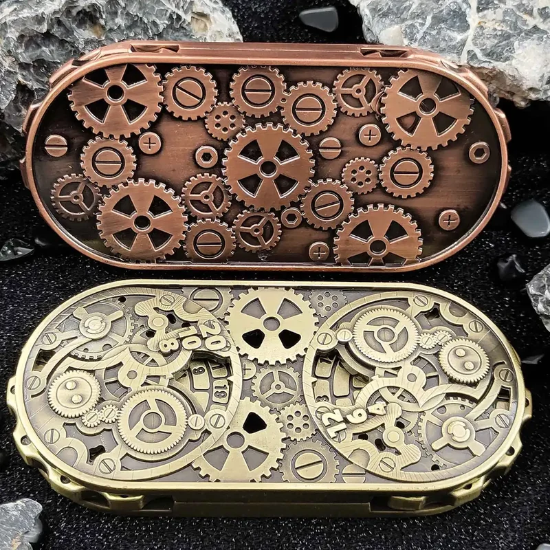Steampunk Antique Bronze Metal Dual-Gear Fidget Spinner Dice