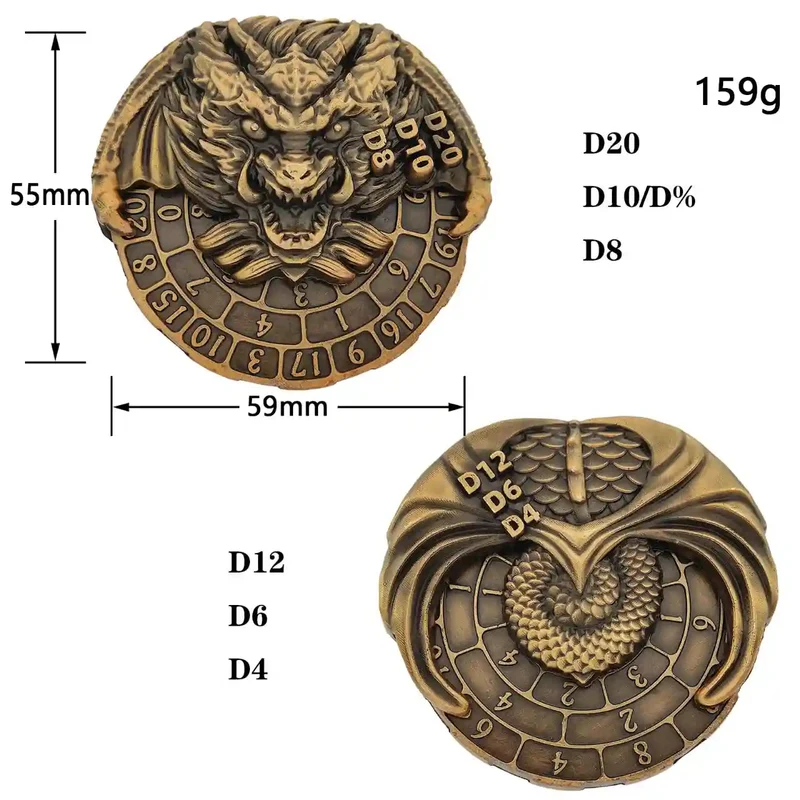 Dragon's Dominion: 7-in-1 Dragon Head Spinner Dice Roll SpinRoller Fidget Spinner DnD Dice Set