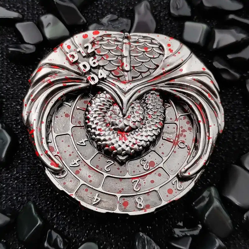 Dragon's Dominion: 7-in-1 Dragon Head Spinner Dice Roll SpinRoller Fidget Spinner DnD Dice Set