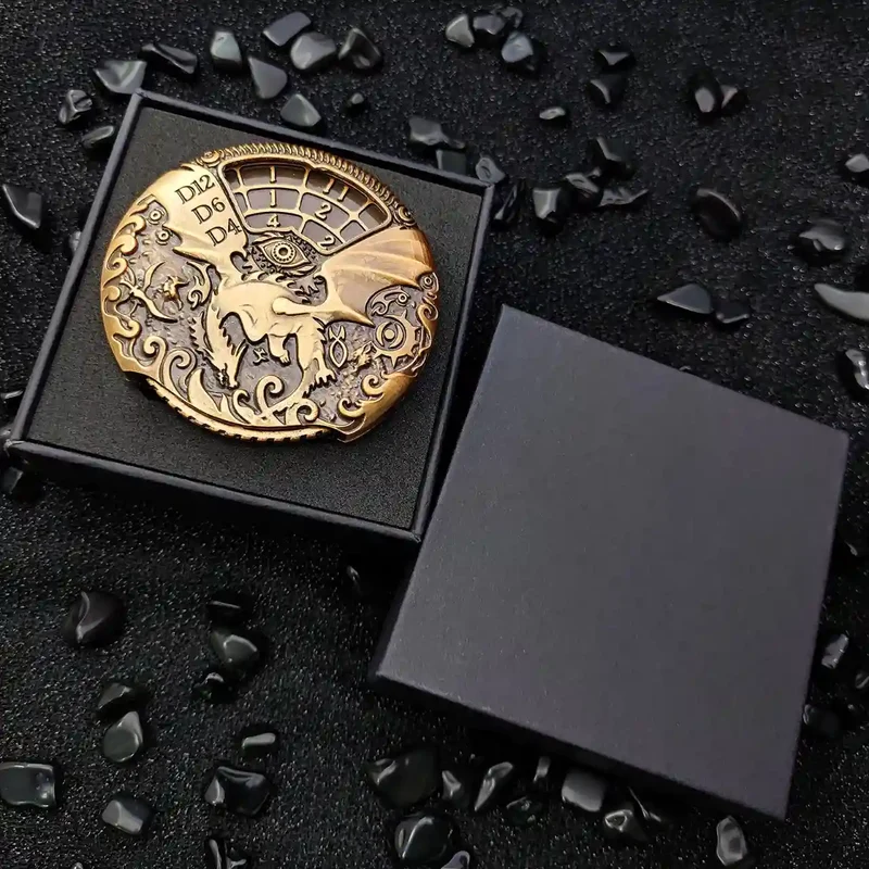 Dragon’s Dual Gaze: 7-in-1 Metallic Spinner Dice Roll SpinRoller Fidget Spinner DnD Dice Set