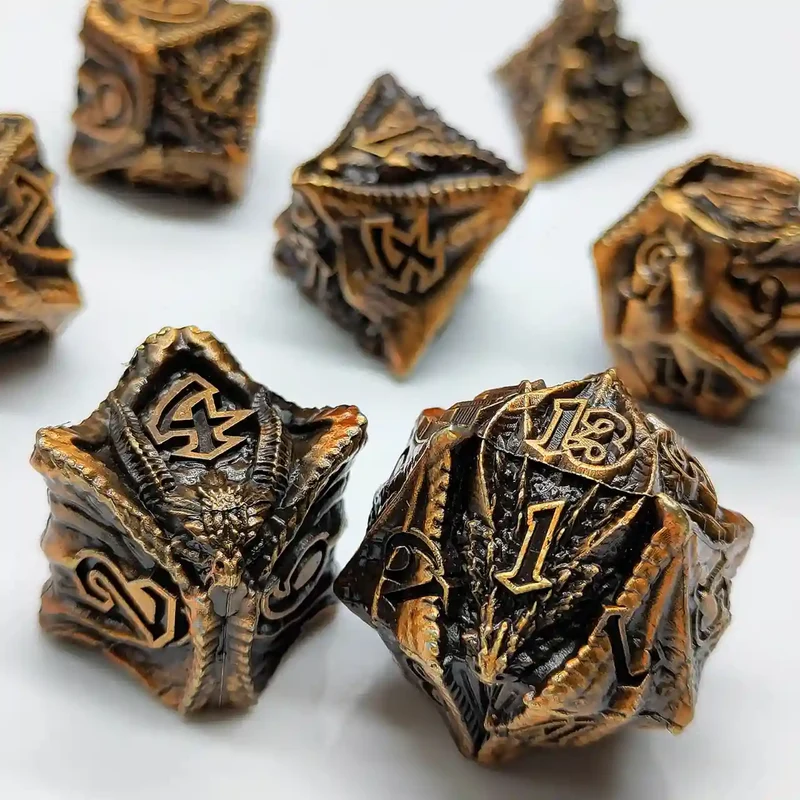 Malevolent Dragon’s Forge: Metallic DnD Dice Set