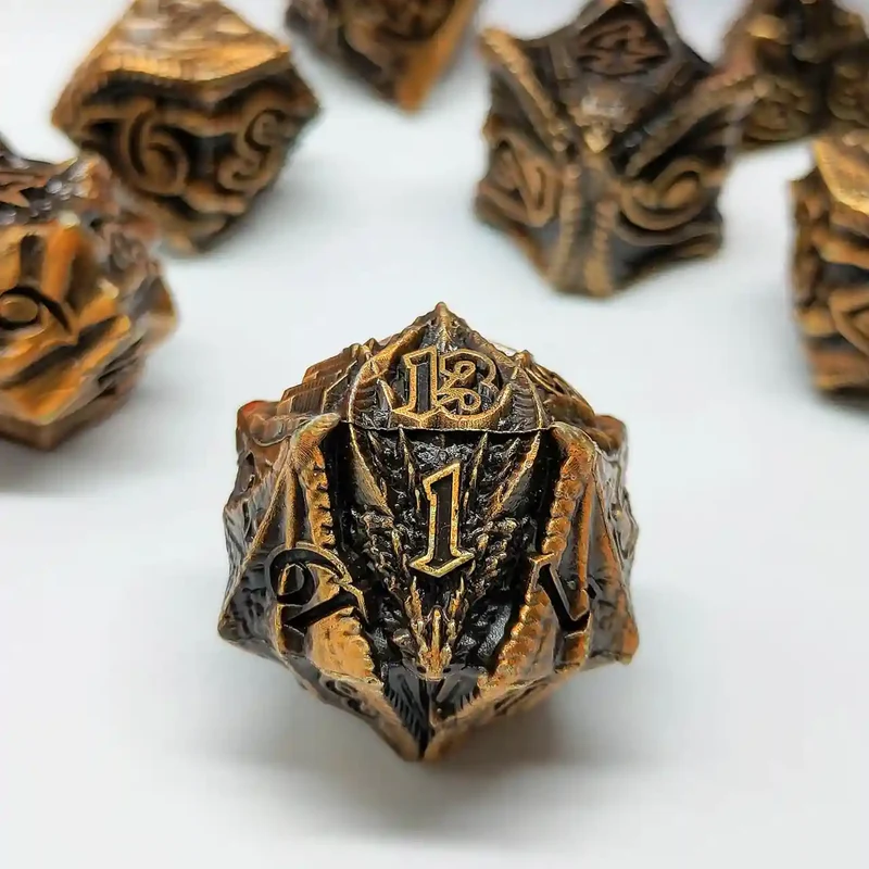 Malevolent Dragon’s Forge: Metallic DnD Dice Set