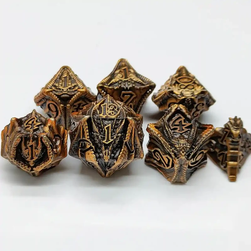 Malevolent Dragon’s Forge: Metallic DnD Dice Set