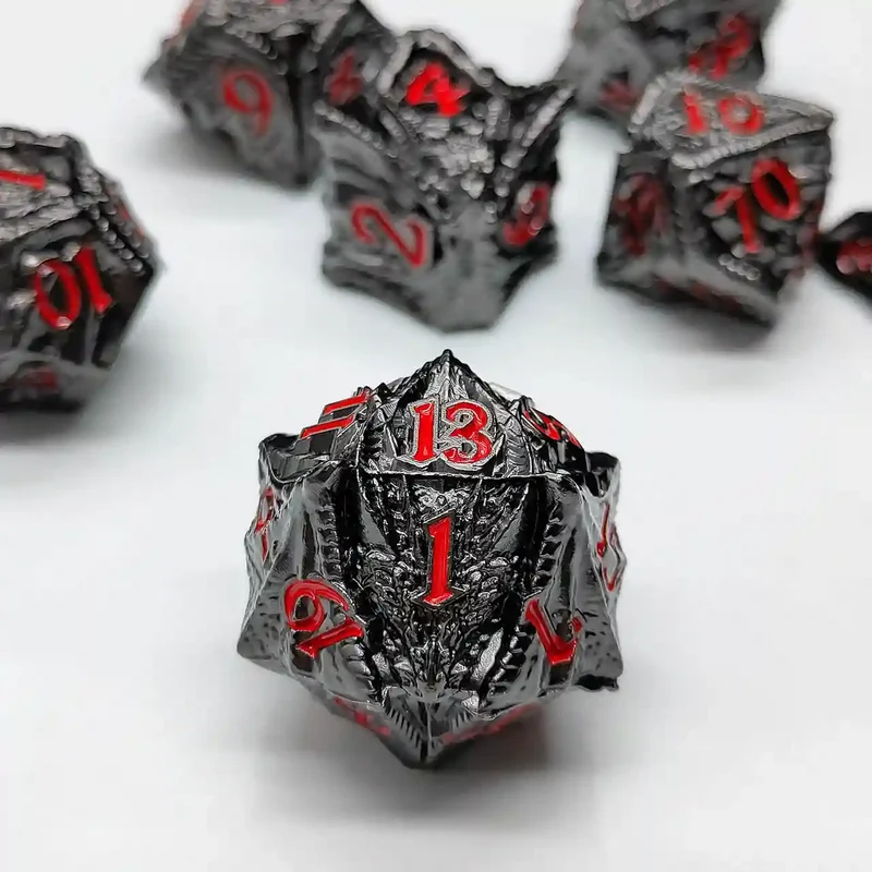 Malevolent Dragon’s Forge: Metallic DnD Dice Set