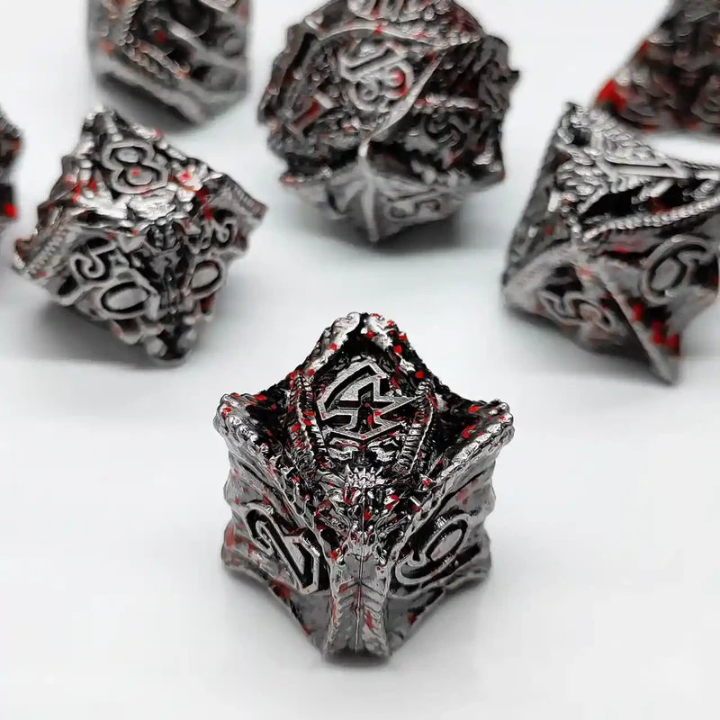 Malevolent Dragon’s Forge: Metallic DnD Dice Set