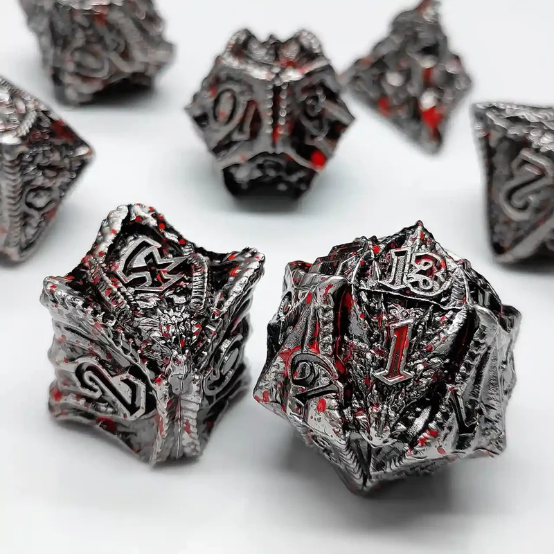 Malevolent Dragon’s Forge: Metallic DnD Dice Set