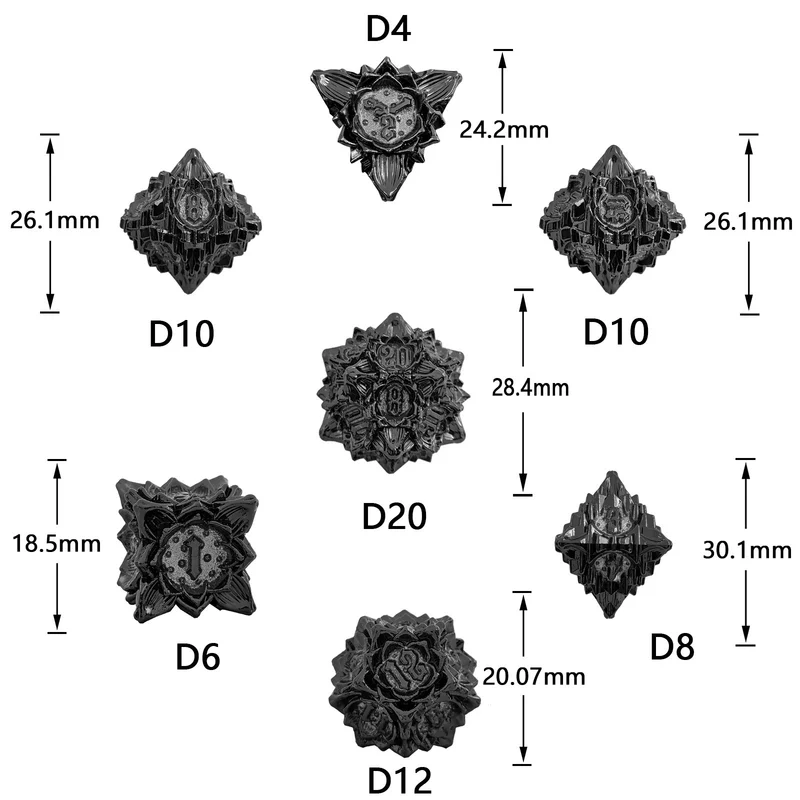 Thorn Lotus Metal DND Dice Set - Unique Dice