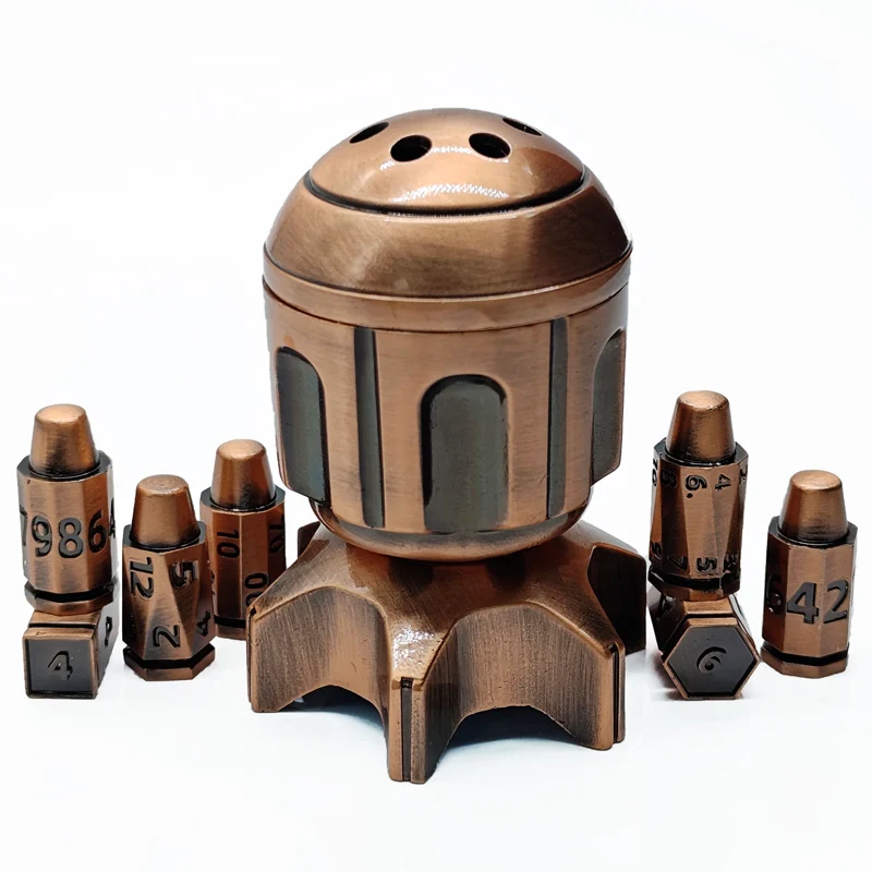 Revolver's Gambit Unique Metal DnD Dice Chamber - Revolver dice set bullet