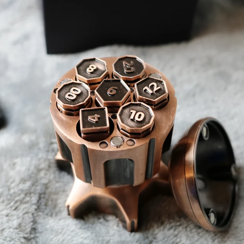 Revolver's Gambit Unique Metal DnD Dice Chamber - Revolver dice set bullet